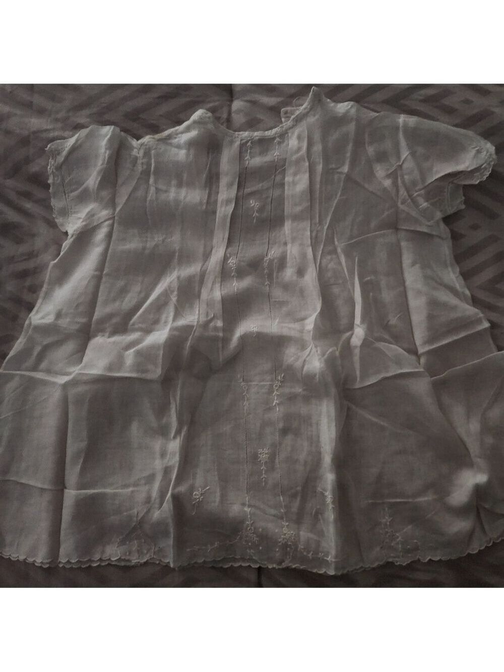 Vtg Antique infant dress is a fine example of "Handmade Imported" - Picture 9 of 13